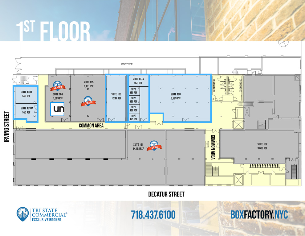 Box Factory - 1st floor available spaces plan