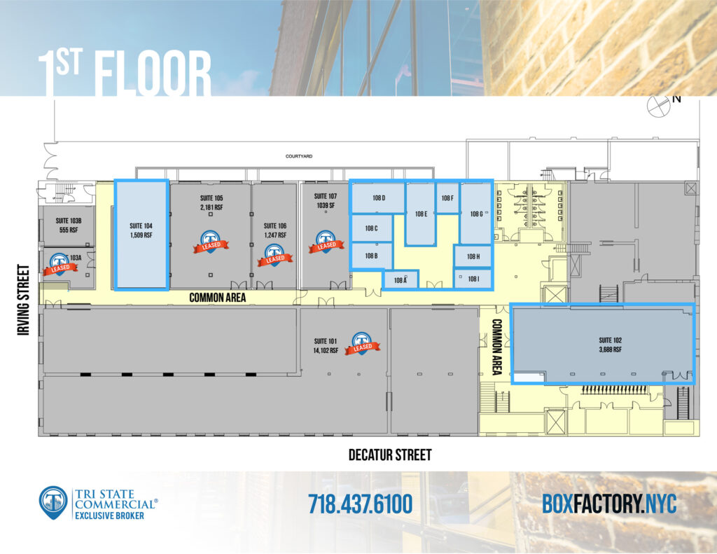 Box Factory - 1st floor available spaces plan